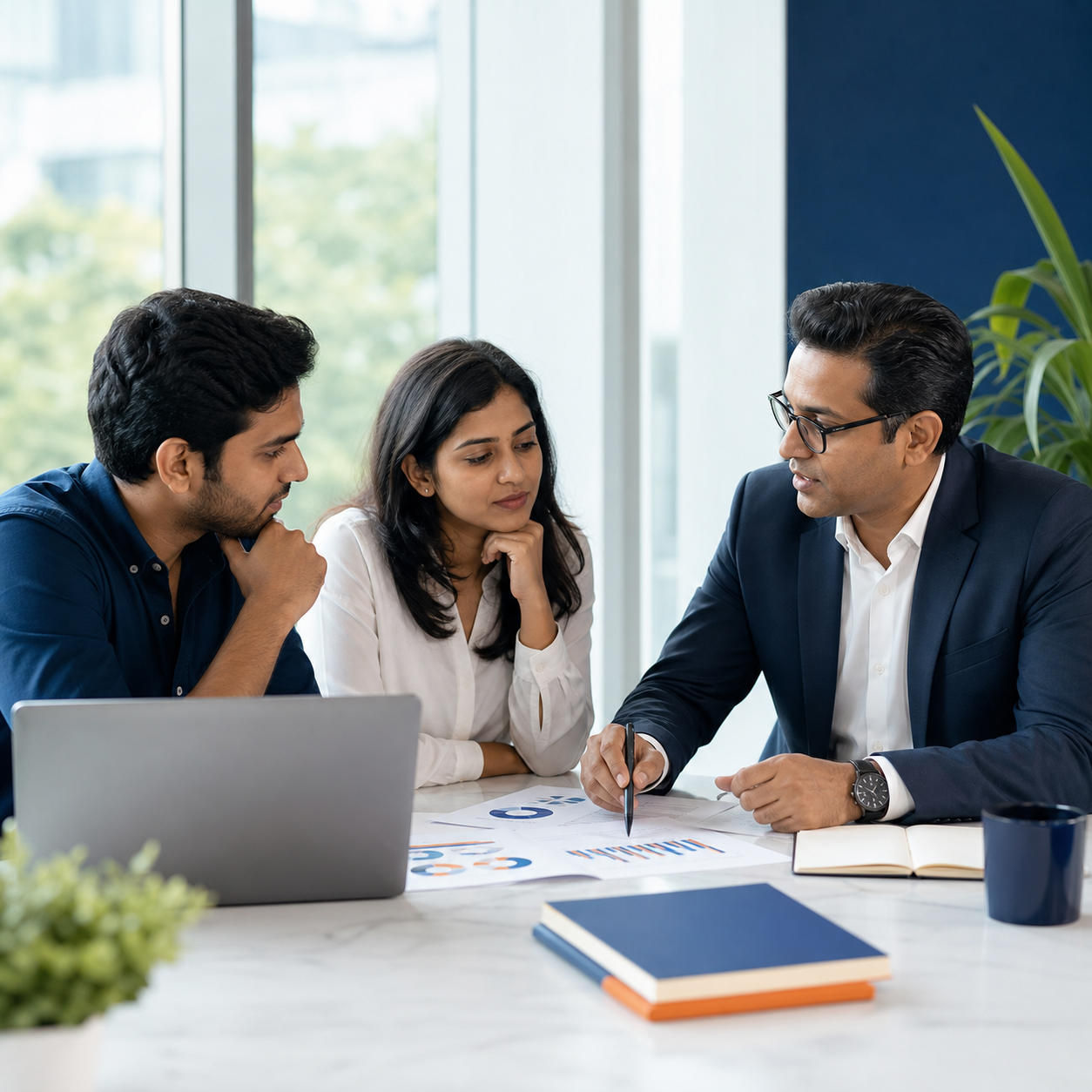 Business consultants advising startup founders